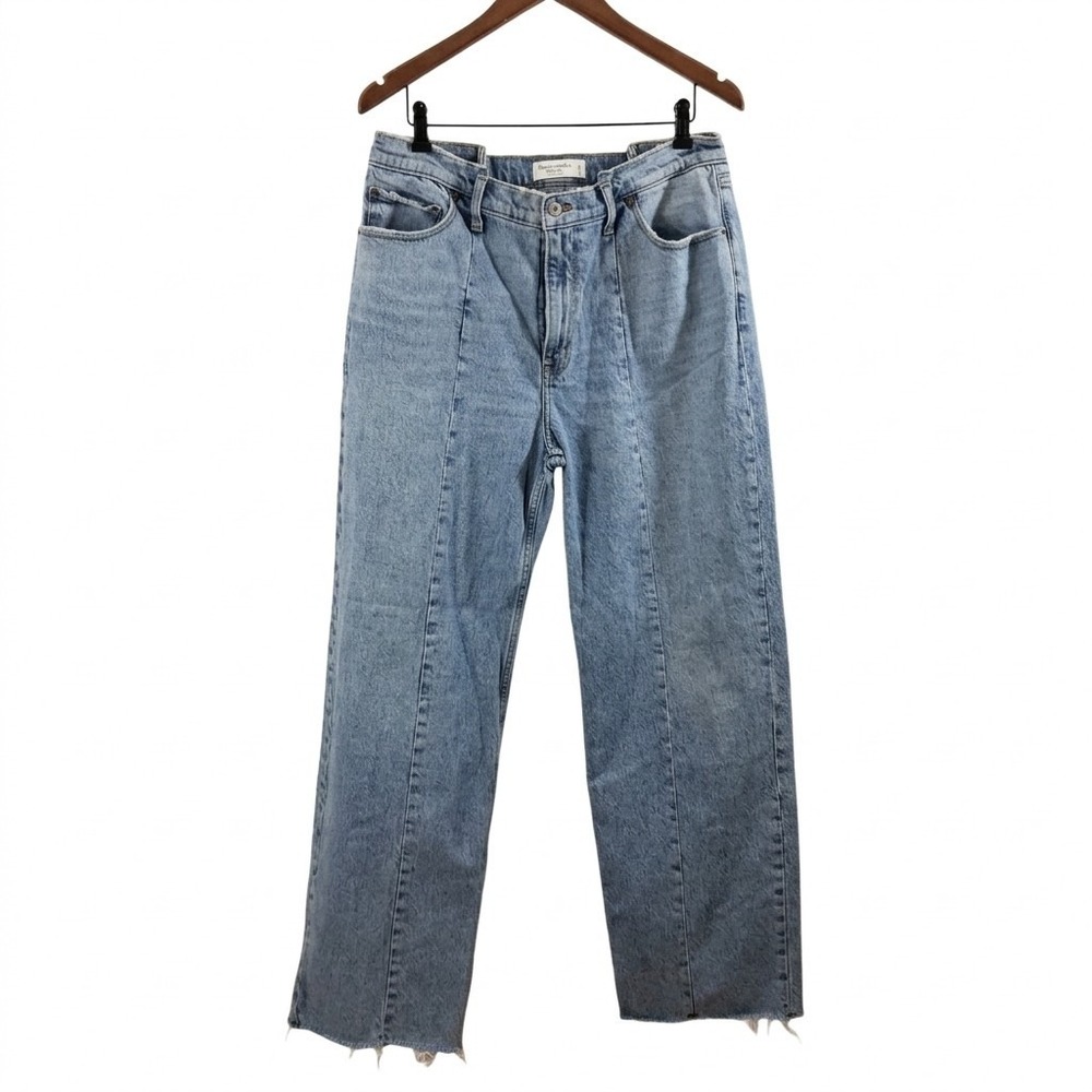 Abercrombie Fitch 90s Relaxed Jeans Seam Front High Rise Blue Denim Sz 32 14 VGC